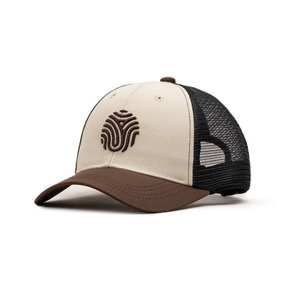 GORRA TRUCKER IDENTIDAD - CREMA CON CAFÉ QUEMADO