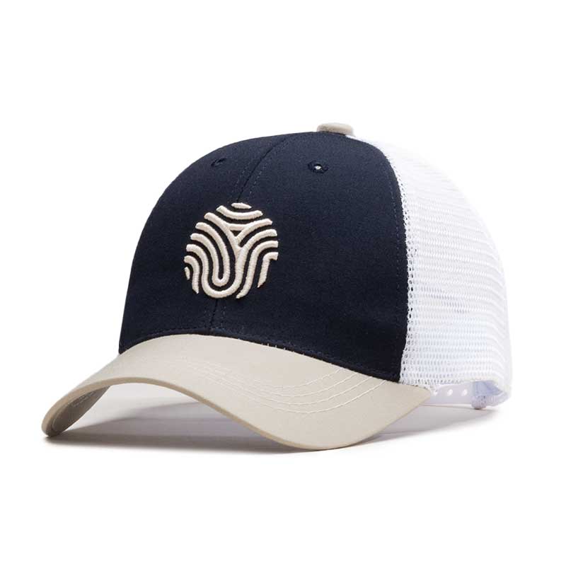 GORRA TRUCKER IDENTIDAD - AZUL MARINO CON BEIGE CLARO