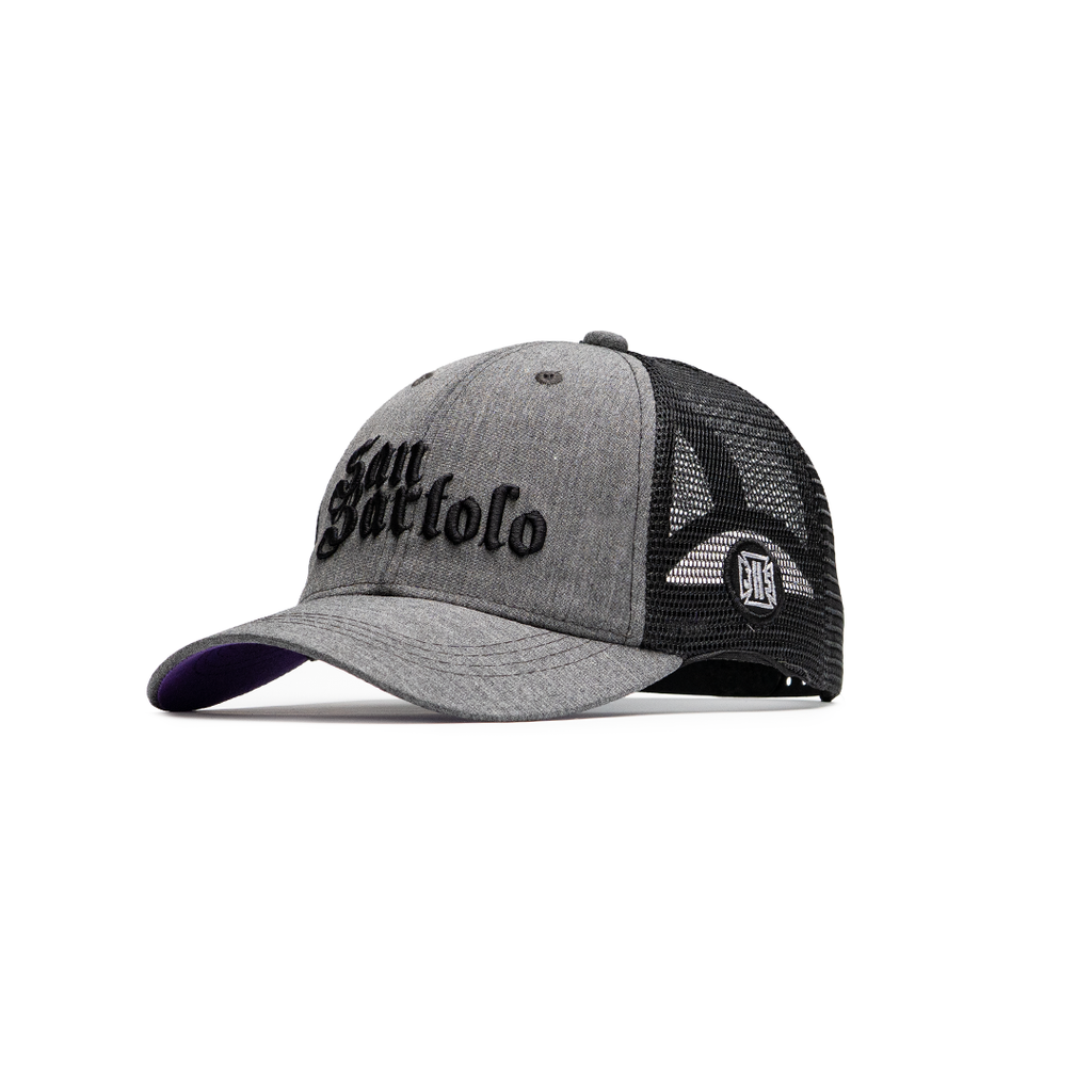 GORRA HERMANDAD - GRIS CON NEGRO Y MORADO ABAJO